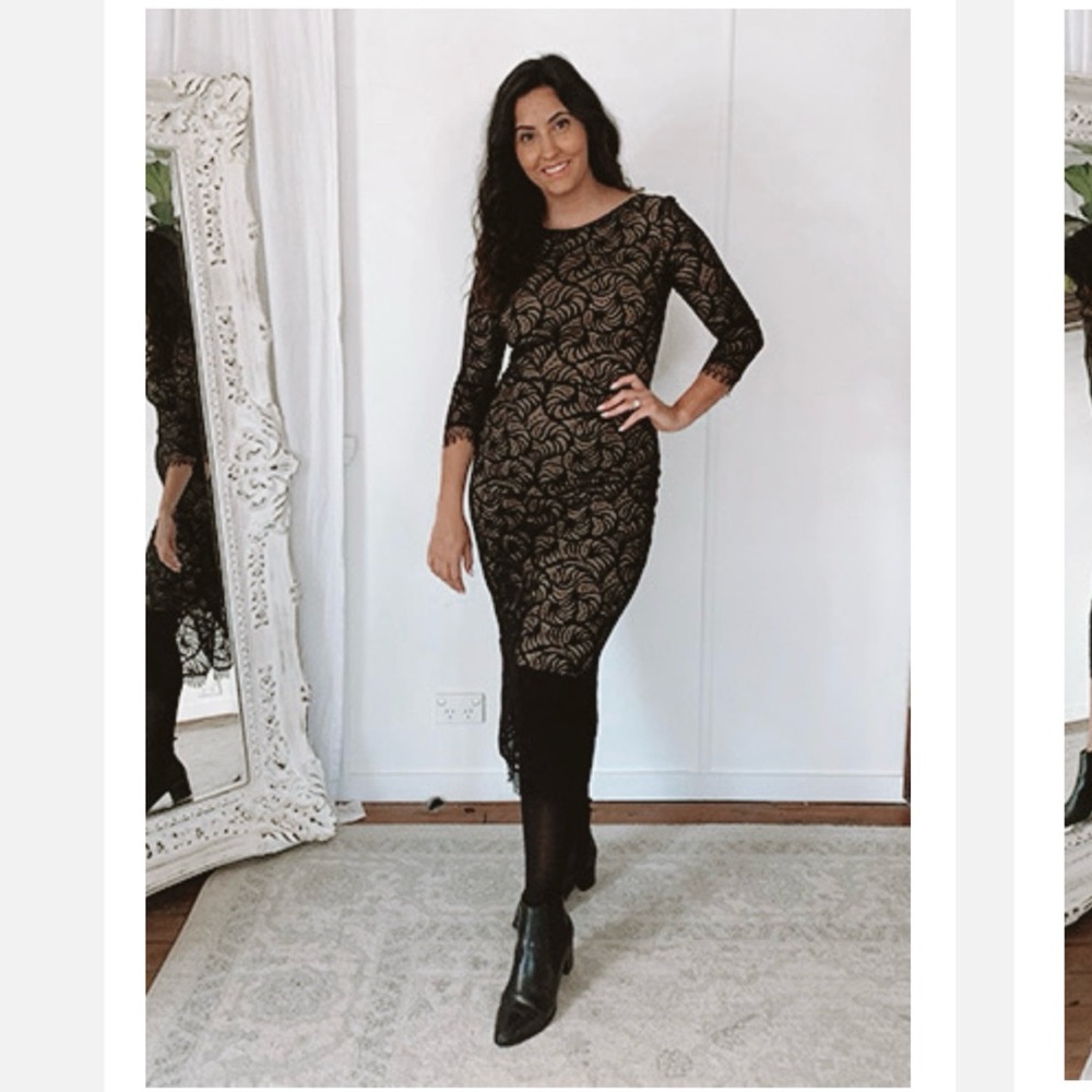 Grace Loves Lace Black Long Sleeve Midi Dress XS